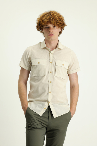 Kiğılı Βαμβακερό πουκάμισο με κοντό μανίκι Slim Fit Slim Fit