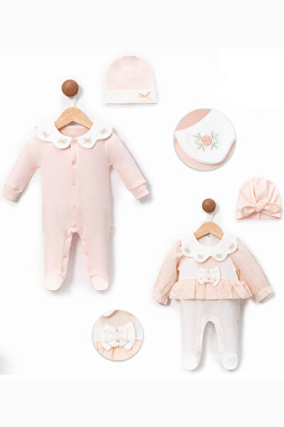 Cherub Baby Laced Brodeled Newborn Baby Girl Double Jumpsuit Set