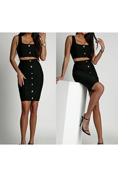 EUROMODA Women's Bottom Top Crop, Suspender Set