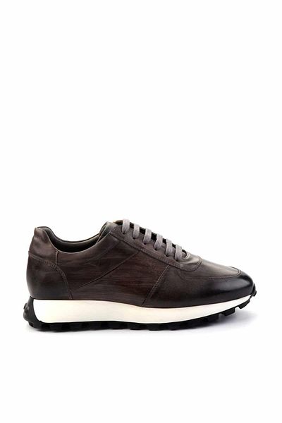 Bambi Gray Nubuck Genuine Leather Men's Sneakers E 01901630001