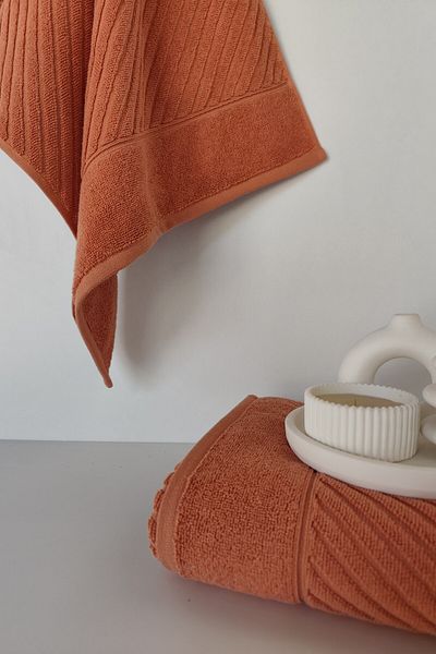 Sevim 100% Cotton 2-Piece Hand Towels – Soft Textured, Water Absorbent, Stylish Design – Tile