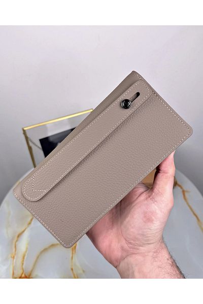 Fil Deri With Phone Compartment - Genuine Leather Wallet - with Magnet and Hand Tape - Large Portfolio 2028