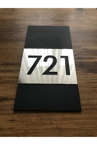 Amorfoz Amorf deKapı Numarası Antrasit-Gümüş 10x20 cm Kişiye Özel Numara