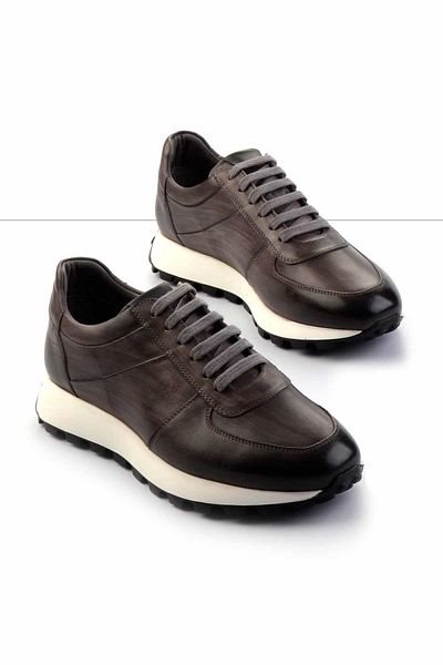 Bambi Gray Nubuck Genuine Leather Men's Sneakers E 01901630001