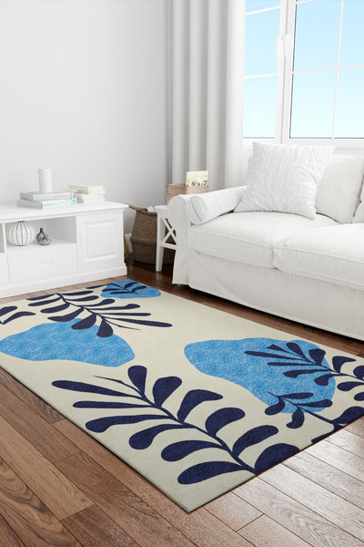 DERAS HOME Dijital Baskı Yıkanabilir Kaymaz Taban Salon Halısı Ve Yolluk