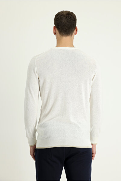 Kiğılı Crew Neck Slim Fit Slim Fit Cotton Linen Blended Knitwear Sweater