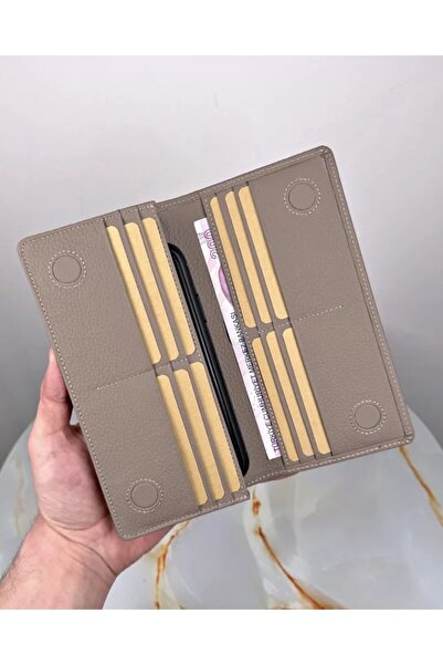 Fil Deri With Phone Compartment - Genuine Leather Wallet - with Magnet and Hand Tape - Large Portfolio 2028