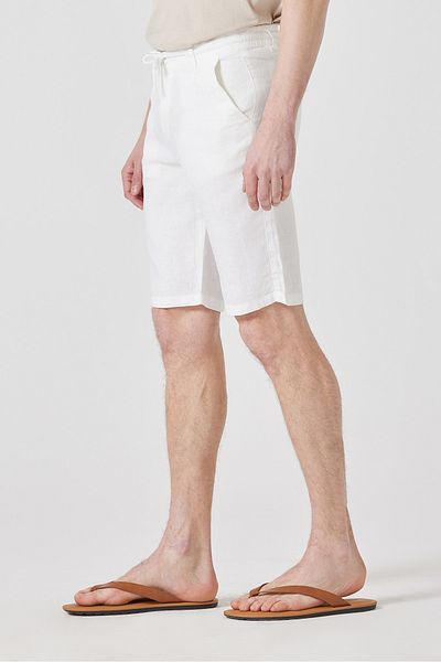 muzzo jeans Ανδρικό λευκό ελαστικό λινό σορτς