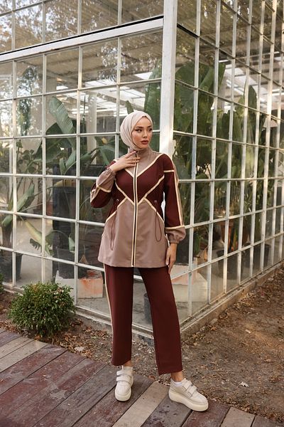 MİMİ Luxury Wear Σετ Φούτερ Hijab με φερμουάρ - Σετ των δύο