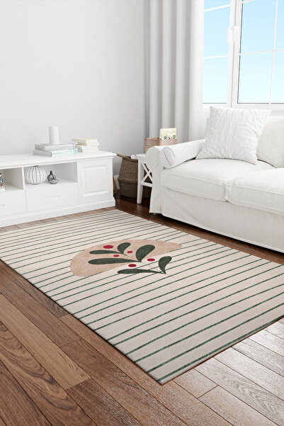 DERAS HOME Dijital Baskı Yıkanabilir Kaymaz Taban Salon Halısı Ve Yolluk