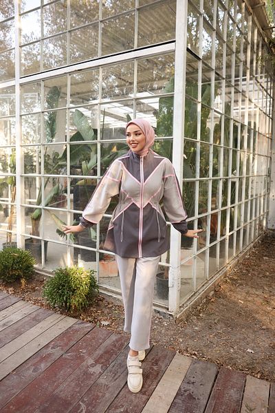 MİMİ Luxury Wear Σετ Φούτερ Hijab με φερμουάρ - Σετ των δύο