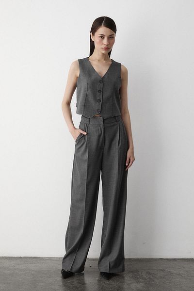 Laluvia Anthracite Linda Vest Pantolono Set - 8479