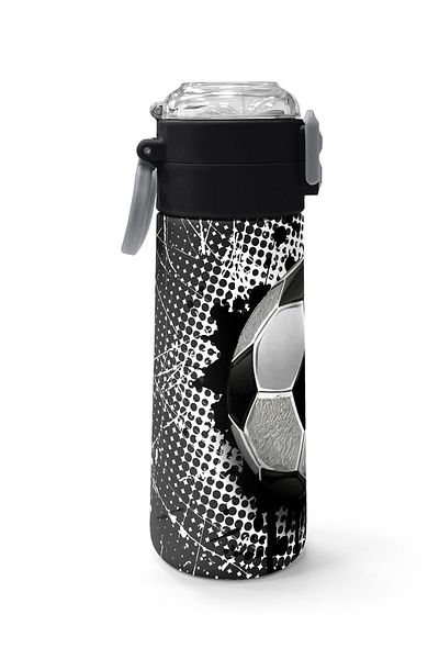 Coral High Kids Football Patterned Steel Thermos with Straw and Direct Drinking 500 ml 31816