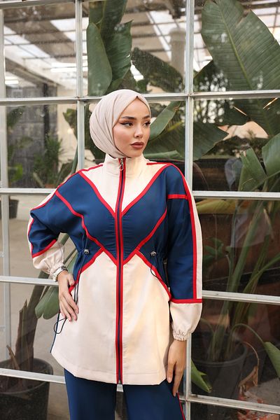 MİMİ Luxury Wear Σετ Φούτερ Hijab με φερμουάρ - Σετ των δύο