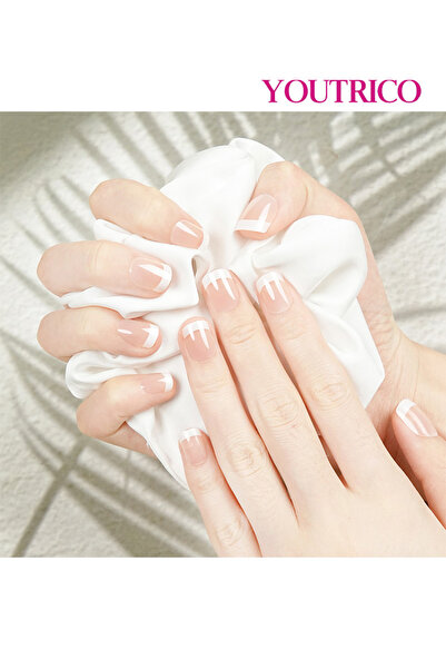 Youtrico 24 قطعة أظافر صناعية، حواف بيضاء فرنسية للسيدات، خطوط بيضاء، أظافر م...
