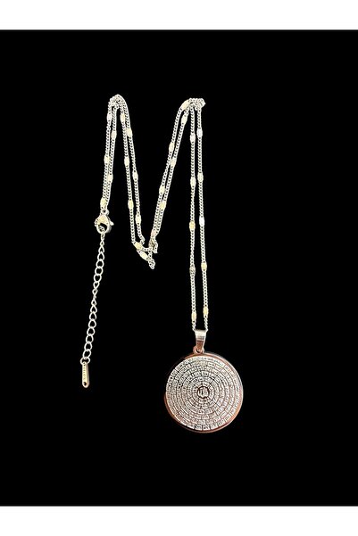 TWOGAN Esmaül Hüsna Gümüş Renk Çelik Kadın Kolye Detaylı Zincir