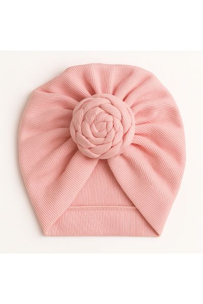 mia mia Ribbed Baby Bonnet with Rose Detail