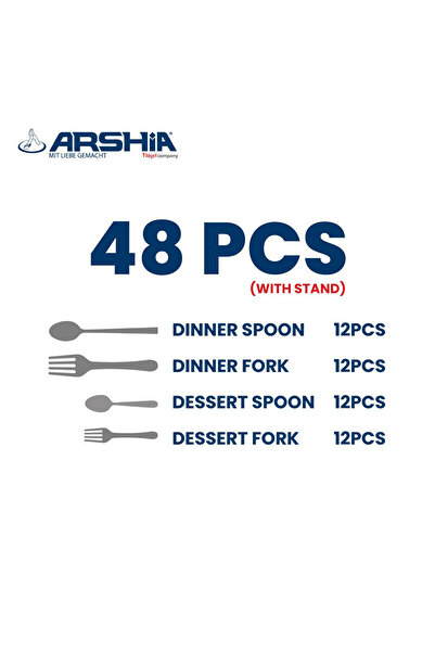 Arshia High-quality stainless steel spoon set. Composed of 48 pieces.