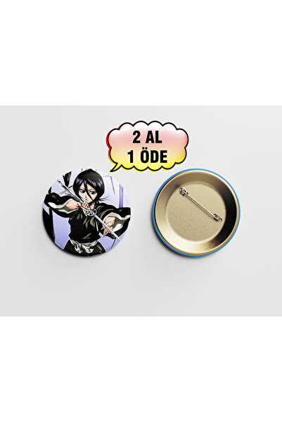 Akumastik Bleach Rukia Kuchiki 1 adet 44mm Arkası İğneli Buton Rozet - Anime