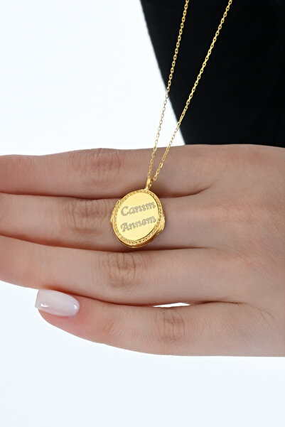 jingle bells Canım Annem Yazılı 925 Ayar, Fotoğraf Konulabilen Madalyon