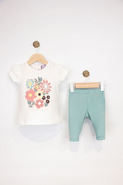 Numuu Floral Printed T-Shirt and Leggings Girl's Set