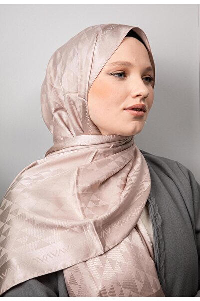 MODA Triangle Pattern Shiny Jacquard Shawl Milk Coffee