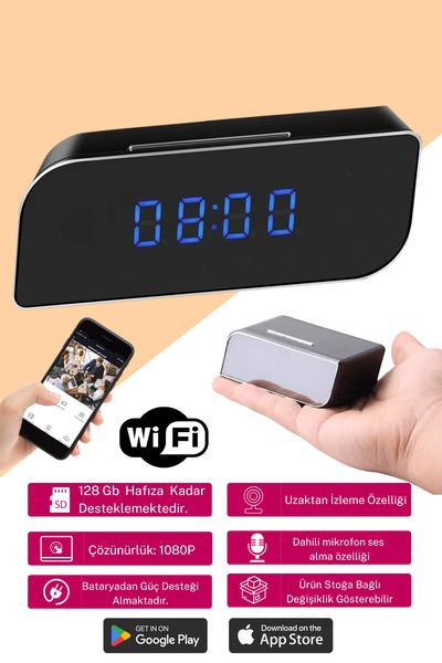 Dijital Masa Saati Wifi Gizli Kamera - Bebek Bakıcı