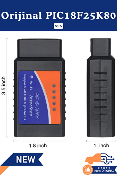 ELM 327 ELM327 V1.5 OBD2 Wi-Fi Araç Arıza Tespit ve Silme Cihazı - PIC18F25K80 Çipli iOS & Android Uyumlu