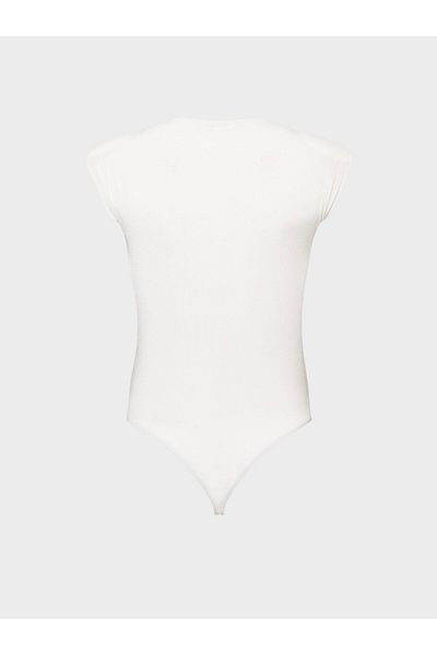 RİVUS V-Neck Body with Gathered Front and Shoulder Padding Detail - Ecru