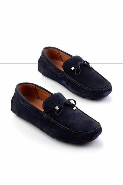 Bambi Navy Blue Leather Men's Loafer Shoes E01902000202