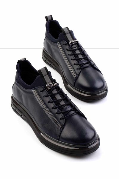 Bambi Ανδρικό αθλητικό παπούτσι Navy Blue Floater από γνήσιο δέρμα E01585756540