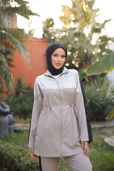 MİMİ Luxury Wear Σετ αθλητικής φόρμας Hijab με φερμουάρ - Γυναικείο Σετ δύο τεμαχίων