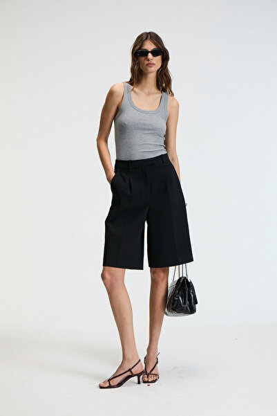 ETHIQUET Lillesol Women's Ribbed Look Slim Fit Body Fitted Pool Collar Cotton Basic Anthracite Undershirt