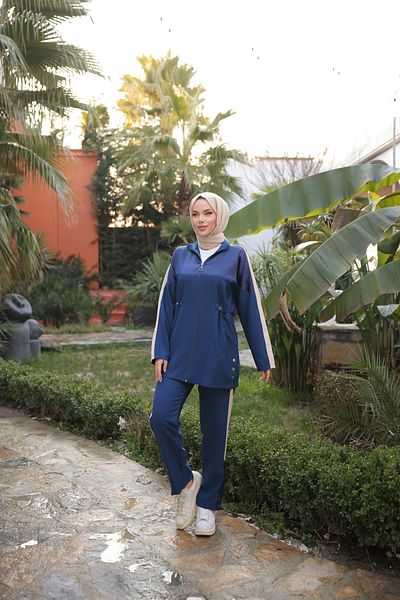 MİMİ Luxury Wear Σετ αθλητικής φόρμας Hijab με φερμουάρ - Γυναικείο Σετ δύο τεμαχίων