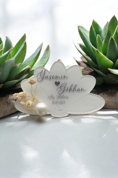 Hediyelen Söz Nişan Düğün Hediyesi Lotus Şeffaf Pleksi Magnet (10 Adet) sfflts2