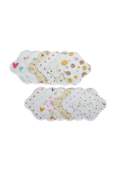 Ponped Bamboo Washable Natural Women's Pads 12Pcs (Daily) Mixed Color