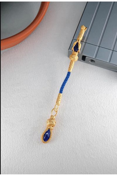 dergah tesbih Silver Kazaziye Whips with Blue Stones