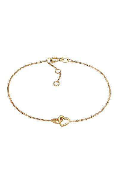 ELLI Armband Damen Herz Anhänger verschlungen in 585 Gelbgold