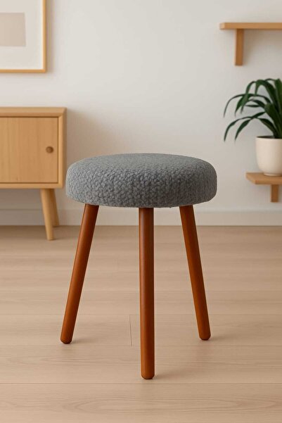 elissa home Retro Ağaç Ayak Rahat Oturum Alanlı Puf Tabure Bench Makyaj Pufu