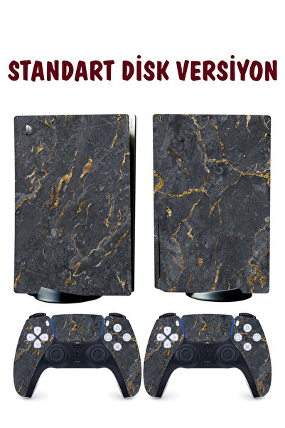 KT Decor Siyah Gold Mermer Playstation 5 Full Sticker Kaplama Seti