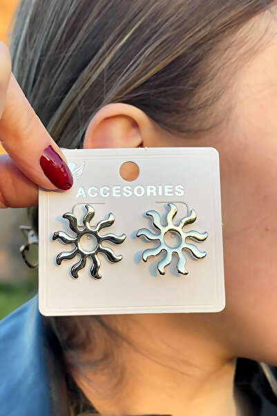 TAKIPORT تصميم خاص أقراط الشمس باللون الفضي