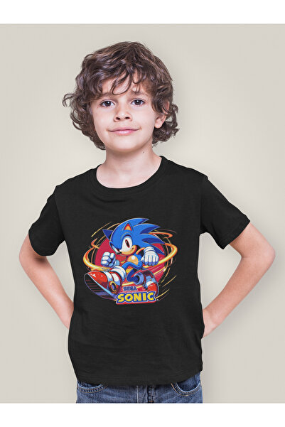 SEVBANO تي شيرت للأطفال بتصميم سونيك مطبوع للجنسين (1-12 سنة)