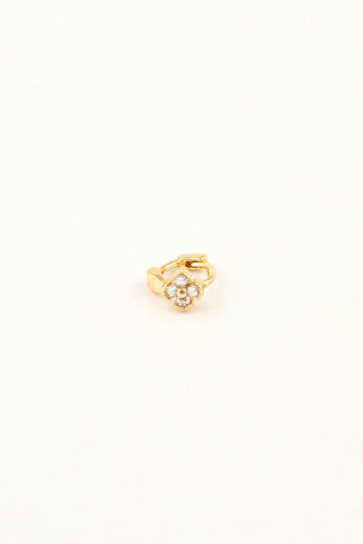 Sortie Aksesuar Zirkon Taşlı Çiçek Yonca Figürlü Paslanmaz Çelik Helix Küpe