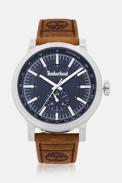 Timberland Men TDWGF2231001 Leather Analog Watch 46 mm, Brown