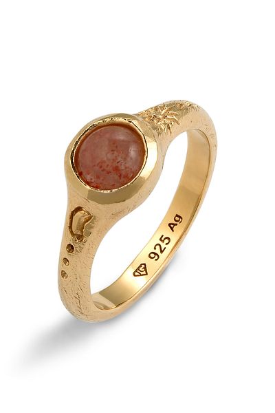 HAZE & GLORY Ring Sonnenstein Orange 925 Sterling Silber vergoldet - De La Ray