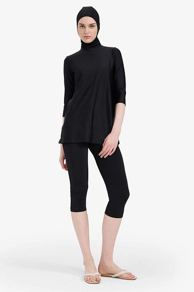 DeFacto Regular Fit 4-Piece Basic Plain Burkini Hijab Swimsuit Set E3513Ax25Hs