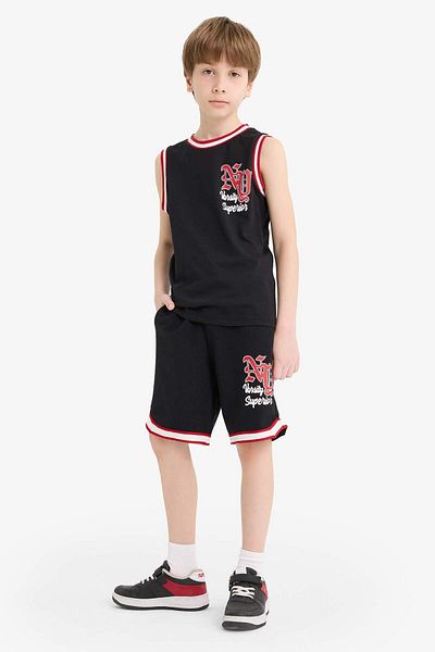 DeFacto Boy's 2-Piece Set Printed Singlet Elastic Waist Shorts E8824A825Hs