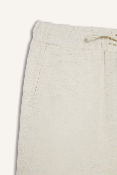 DeFacto Wide Leg Linen Blend Pants High Waist Long Length Wide Leg E6408Ax25Sm