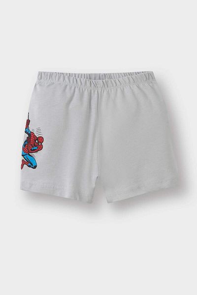 DeFacto Baby Boy Marvel Comics Σετ πιτζάμες με κοντό μανίκι Βαμβακερές πιτζάμες με ελαστικό σορτς με μέση πιτζάμα E4