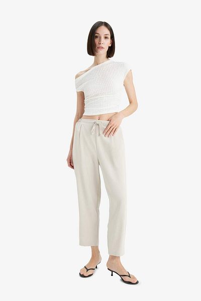 DeFacto Carrot Fit Fabric Pants High Waist Straight Leg E6676Ax25Sp